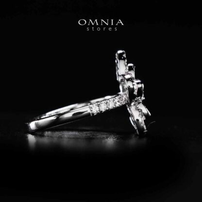 Omnia Areebah Flower Silver Ring In 925 Silver High Quality Certified Lab Crafted Stones - Image 3