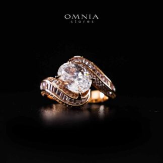 Omnia Rameen Rose Gold Twist Ring In 925 Silver High Quality Certified Lab Crafted Stones