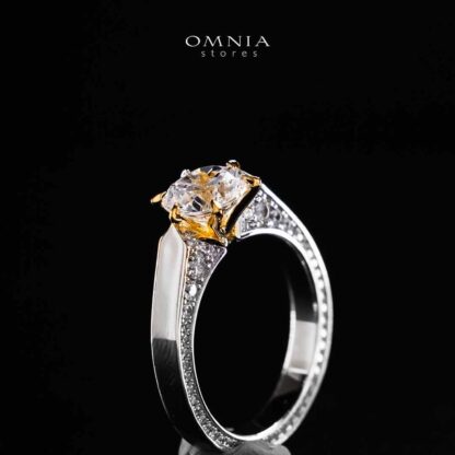 Omnia Mahnoor Gold With Silver Ring In 925 Silver High Quality Certified Lab Crafted Stones - Image 4