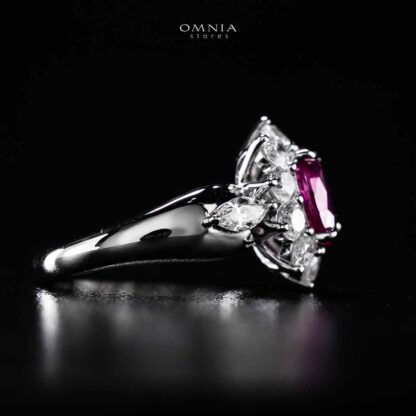 Omnia Zuhaina Flower Purple Silver Ring In 925 Silver High Quality Certified Lab Crafted Stones - Image 3