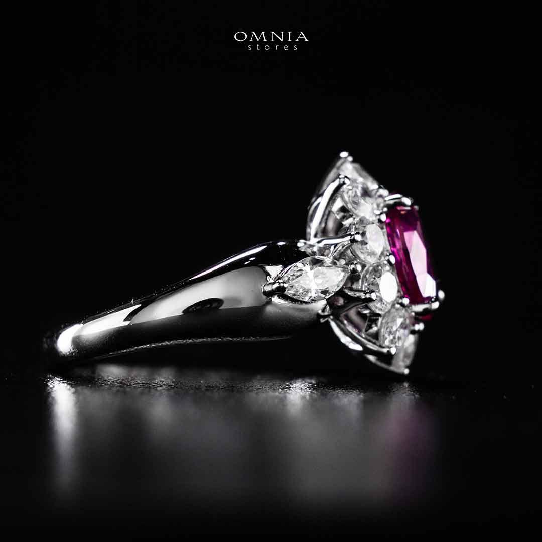 Omnia Zuhaina Flower Purple Silver Ring In 925 Silver High Quality Certified Lab Crafted Stones - Image 3