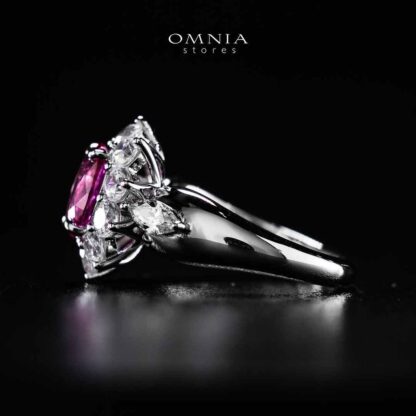 Omnia Zuhaina Flower Purple Silver Ring In 925 Silver High Quality Certified Lab Crafted Stones - Image 2