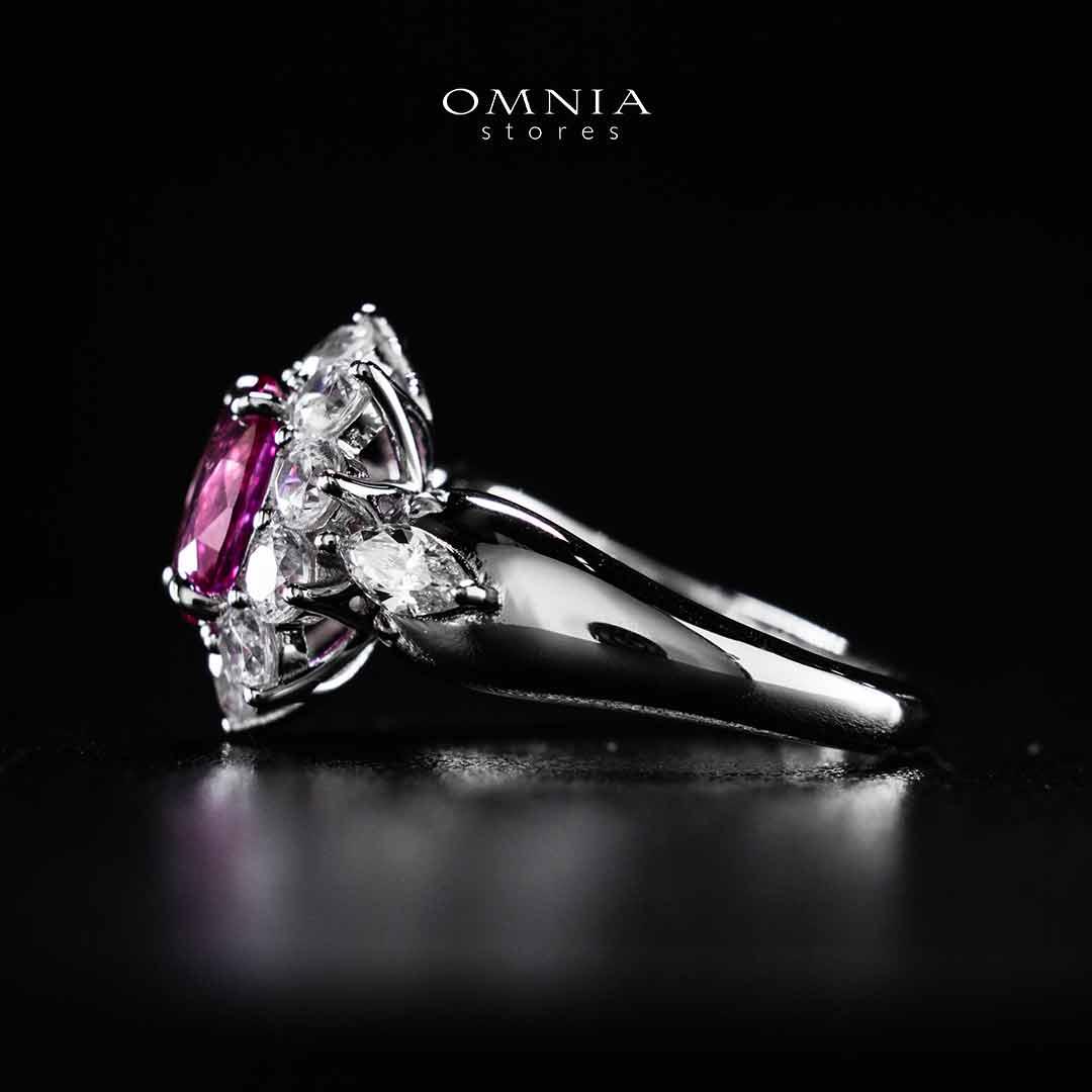 Omnia Zuhaina Flower Purple Silver Ring In 925 Silver High Quality Certified Lab Crafted Stones - Image 2