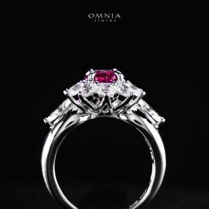 Omnia Zuhaina Flower Purple Silver Ring In 925 Silver High Quality Certified Lab Crafted Stones - Image 5