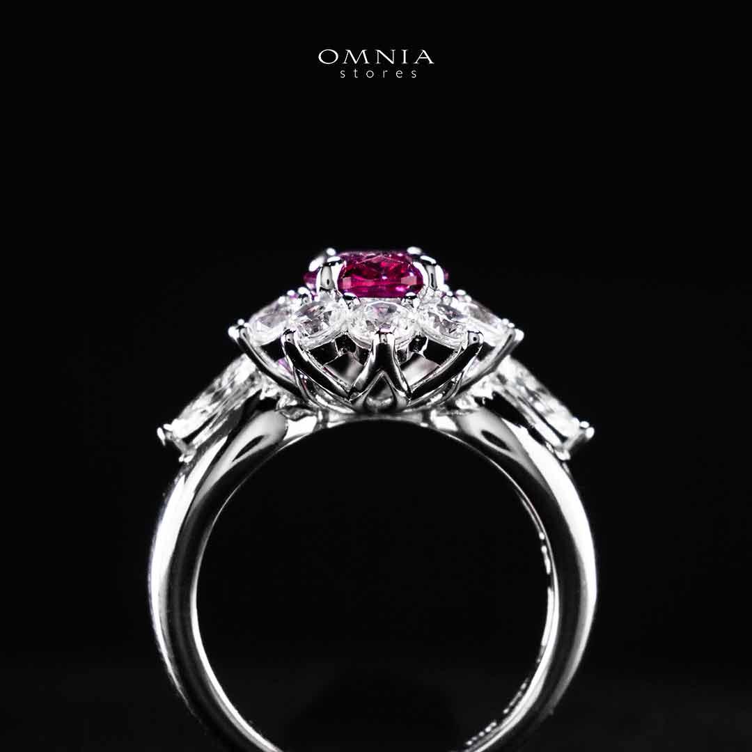 Omnia Zuhaina Flower Purple Silver Ring In 925 Silver High Quality Certified Lab Crafted Stones - Image 5