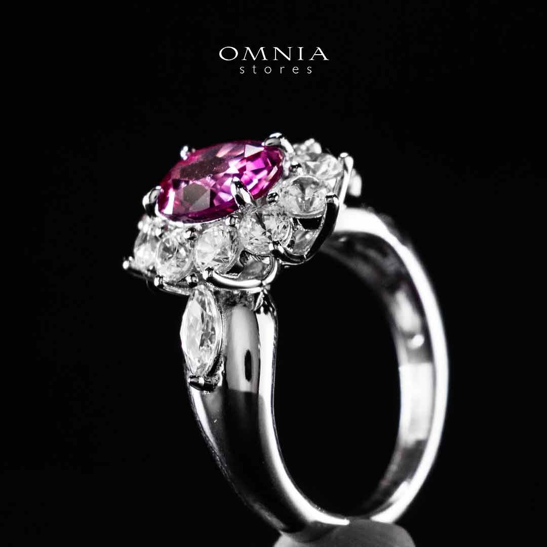 Omnia Zuhaina Flower Purple Silver Ring In 925 Silver High Quality Certified Lab Crafted Stones - Image 4