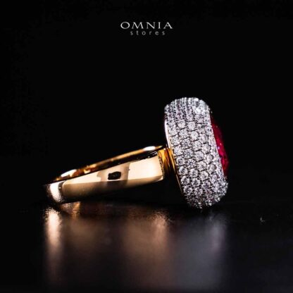 Omnia Rafidah Red Rose Gold Ring In 925 Silver High Quality Certified Lab Crafted Stones - Image 2