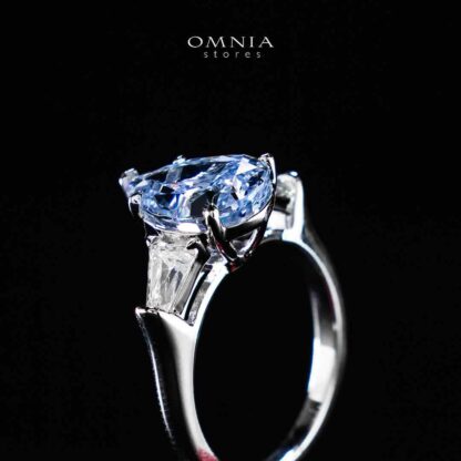 Omnia Jumanah Blue and White Silver Ring In 925 Silver High Quality Lab Crafted Stones - Image 3