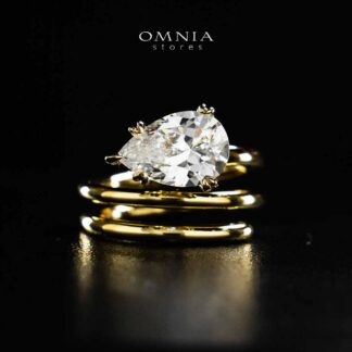 Omnia Nabeela White Golden Ring In 925 Silver High Quality Certified Lab Crafted Stones