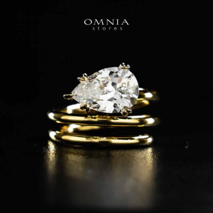 Omnia Nabeela White Golden Ring In 925 Silver High Quality Certified Lab Crafted Stones