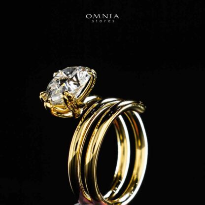 Omnia Nabeela White Golden Ring In 925 Silver High Quality Certified Lab Crafted Stones - Image 4