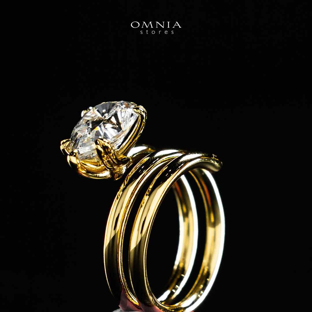 Omnia Nabeela White Golden Ring In 925 Silver High Quality Certified Lab Crafted Stones - Image 4