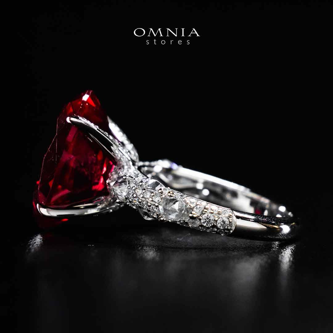 Omnia Hidaya Red Silver Ring In 925 Silver High Quality Certified Lab Crafted Stones - Image 2