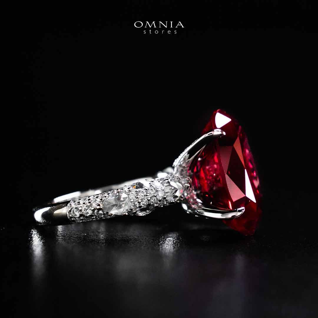 Omnia Hidaya Red Silver Ring In 925 Silver High Quality Certified Lab Crafted Stones - Image 6