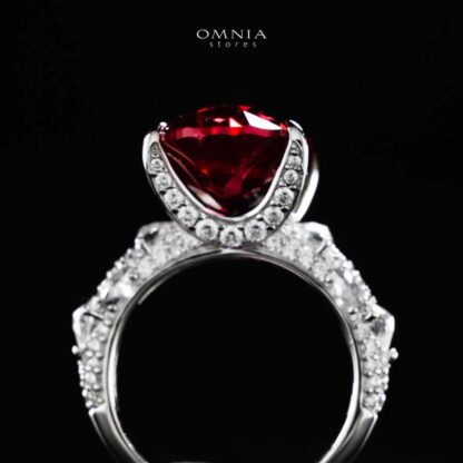 Omnia Hidaya Red Silver Ring In 925 Silver High Quality Certified Lab Crafted Stones - Image 5