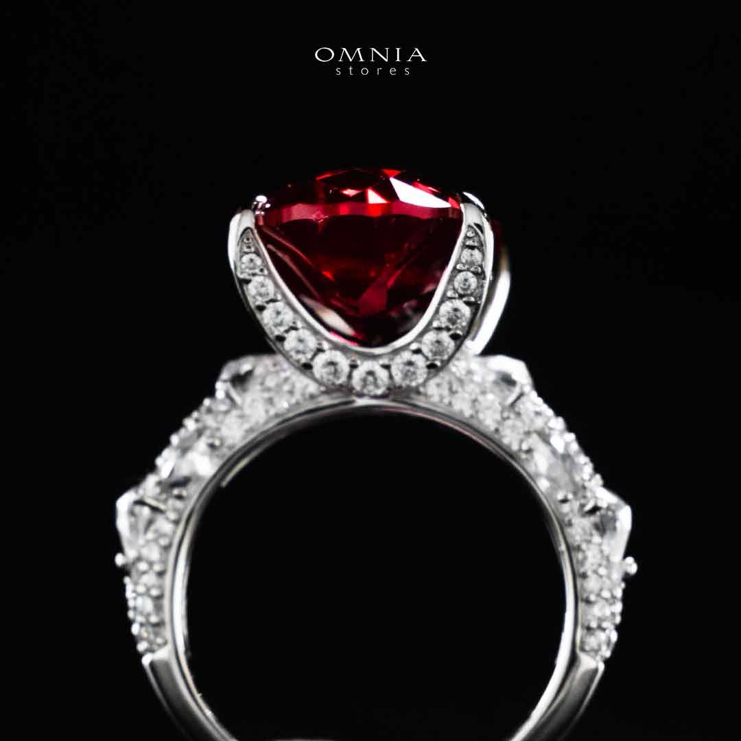 Omnia Hidaya Red Silver Ring In 925 Silver High Quality Certified Lab Crafted Stones - Image 5