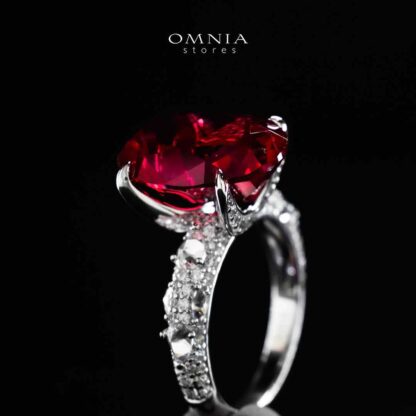 Omnia Hidaya Red Silver Ring In 925 Silver High Quality Certified Lab Crafted Stones - Image 4