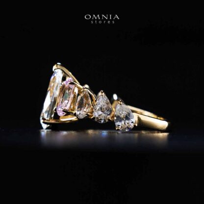 Omnia Aqila Multi Color Gold Ring In 925 Silver High Quality Certified Lab Crafted Stones - Image 2