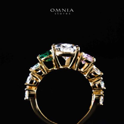 Omnia Aqila Multi Color Gold Ring In 925 Silver High Quality Certified Lab Crafted Stones - Image 5
