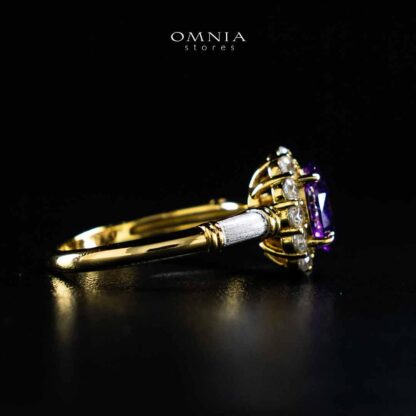 Omnia Amalya Flower Purple Gold Ring In 925 Silver High Quality Certified Lab Crafted Stones - Image 2