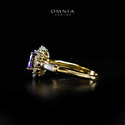 Omnia Amalya Flower Purple Gold Ring In 925 Silver High Quality Certified Lab Crafted Stones - Image 6