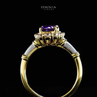 Omnia Amalya Flower Purple Gold Ring In 925 Silver High Quality Certified Lab Crafted Stones - Image 5
