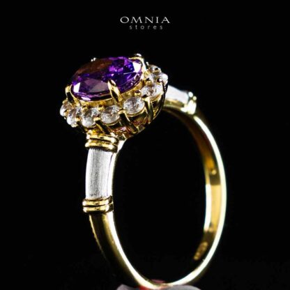 Omnia Amalya Flower Purple Gold Ring In 925 Silver High Quality Certified Lab Crafted Stones - Image 4