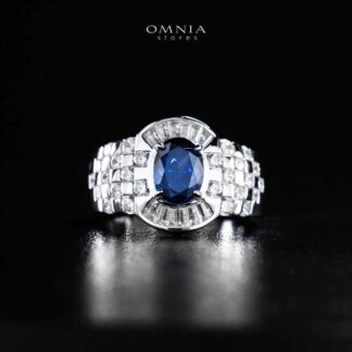 Omnia Zareena Blue Silver Ring In 925 Silver High Quality Certified Lab Crafted Stones