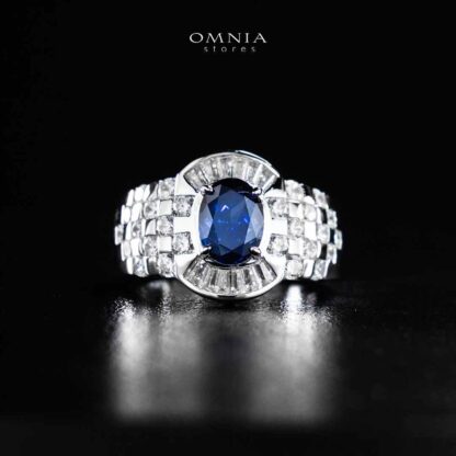 Omnia Zareena Blue Silver Ring In 925 Silver High Quality Certified Lab Crafted Stones