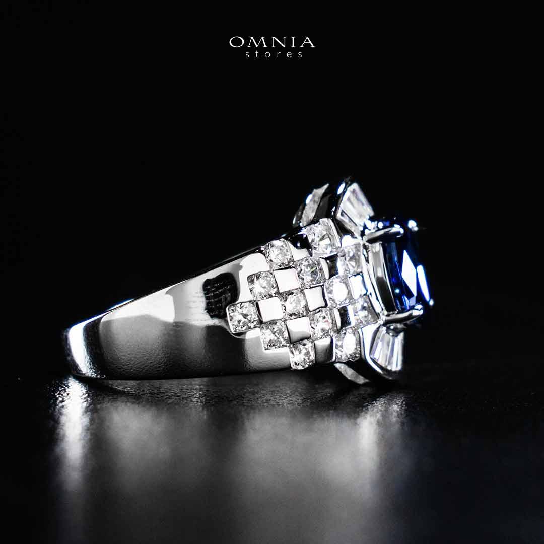 Omnia Zareena Blue Silver Ring In 925 Silver High Quality Certified Lab Crafted Stones - Image 2