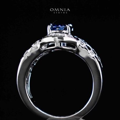 Omnia Zareena Blue Silver Ring In 925 Silver High Quality Certified Lab Crafted Stones - Image 4