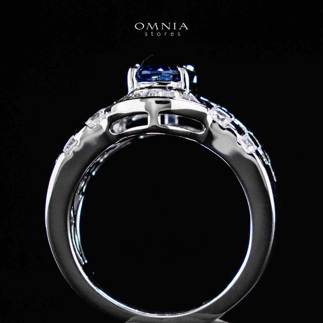 Omnia Zareena Blue Silver Ring In 925 Silver High Quality Certified Lab Crafted Stones - Image 4