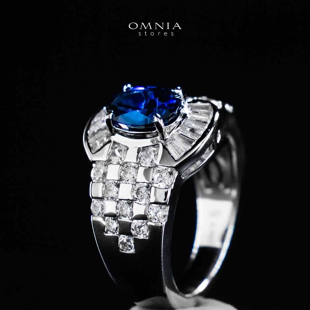 Omnia Zareena Blue Silver Ring In 925 Silver High Quality Certified Lab Crafted Stones - Image 6