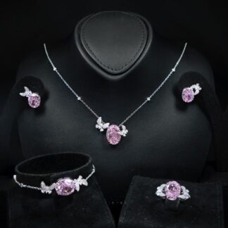 Omnia Maysun Pink Full Set In 925 Silver High Quality Simulated Diamonds