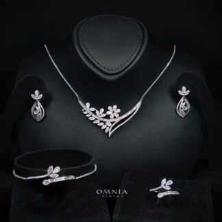 Omnia Celina Luxury White Full Set in High Quality Zircon Stone Rhodium Plated