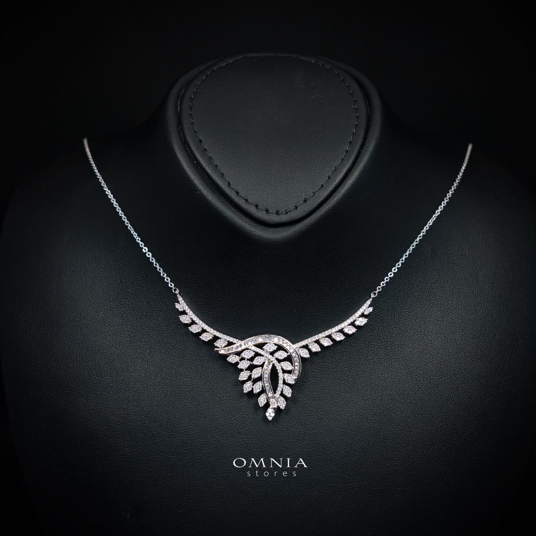 Omnia Leilah Luxury White Necklace, Earrings & Ring Set in High Quality Zircon Stone Rhodium Plated - Image 2