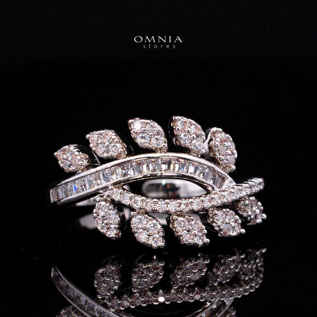 Omnia Leilah Luxury White Necklace, Earrings & Ring Set in High Quality Zircon Stone Rhodium Plated - Image 3