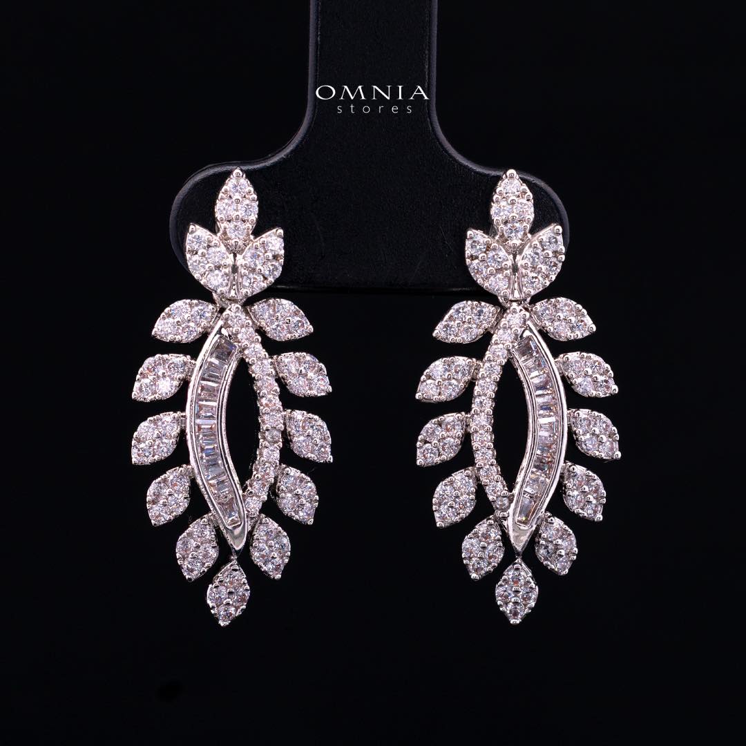 Omnia Leilah Luxury White Necklace, Earrings & Ring Set in High Quality Zircon Stone Rhodium Plated - Image 4