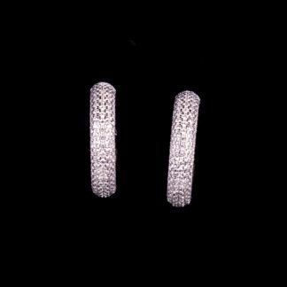 Omnia Sabira White Hoop Silver Earrings In 925 Silver High Quality Certified Lab Crafted Stones