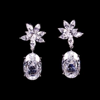 Omnia Radhiya Silver Drop Earrings In 925 Silver High Quality Lab Crafted Stones