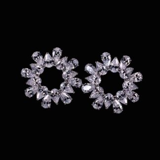 Omnia Ruqaiya White Flower Silver Stud Earrings In 925 Silver High Quality Certified Lab Crafted Stones