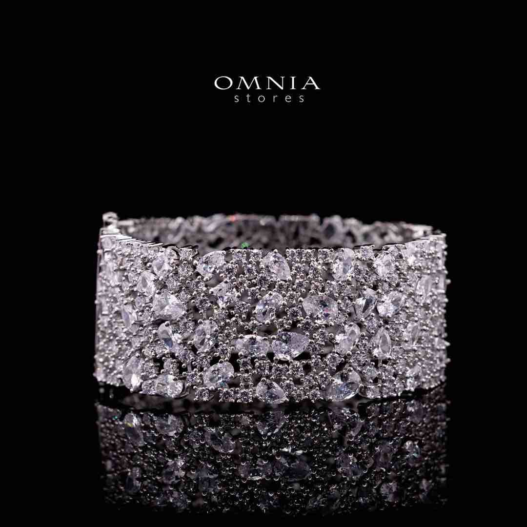 Omnia Thara White Silver Bracelet in 925 Silver High Quality Simulated Diamonds Stones - Image 5