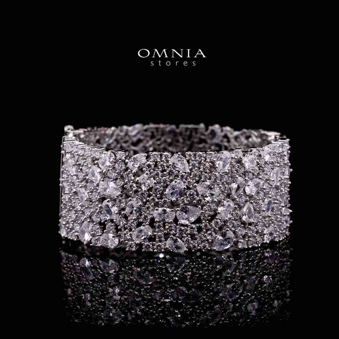 Omnia Thara White Silver Bracelet in 925 Silver High Quality Simulated Diamonds Stones - Image 2