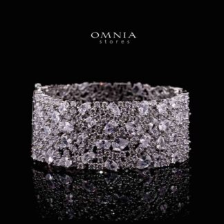 Omnia Thara White Silver Bracelet in 925 Silver High Quality Simulated Diamonds Stones