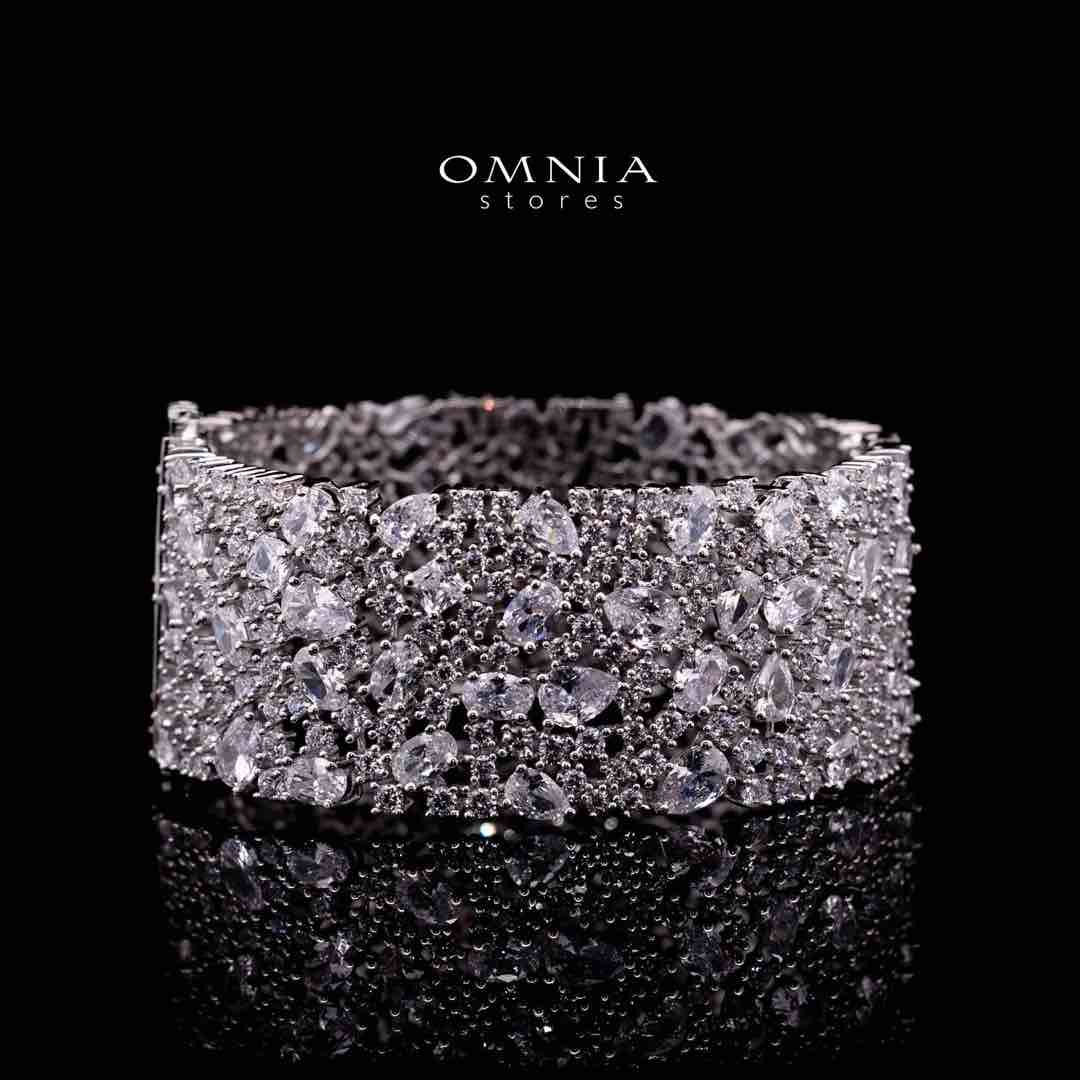 Omnia Thara White Silver Bracelet in 925 Silver High Quality Simulated Diamonds Stones