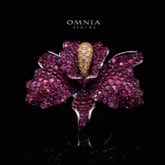 Omnia Nabila Red Butterfly Silver Ring in 925 Silver High Quality Simulated Diamonds Stones