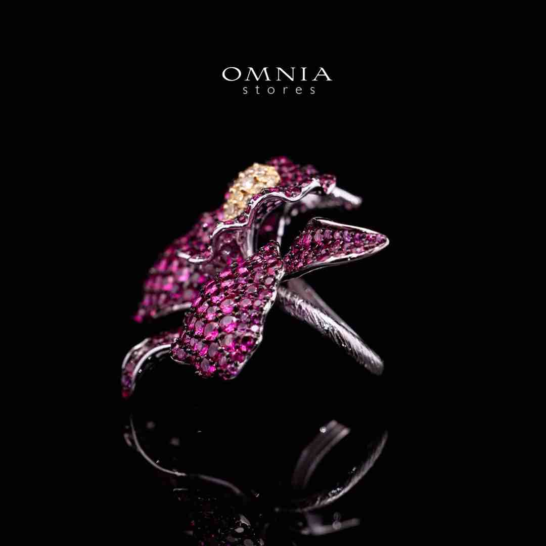 Omnia Nabila Red Butterfly Silver Ring in 925 Silver High Quality Simulated Diamonds Stones - Image 2