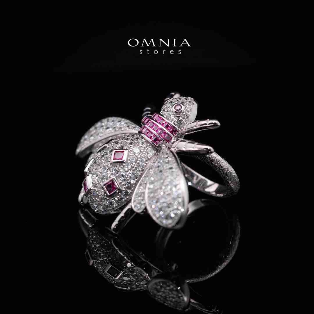 Omnia Nasreen Multi Color Silver Ring in 925 Silver In High Quality Simulated Diamonds - Image 2