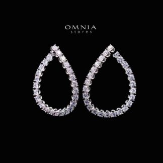 Omnia Aaleyah White Silver Drop Earrings in 925 Silver In High Quality Simulated Diamonds