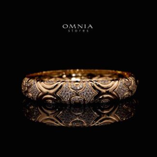 Omnia Hajar Golden Bangle in 925 Silver In High Quality Simulated Diamonds